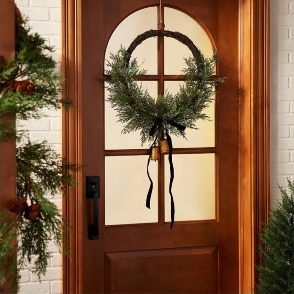 26” Faux Cedar Hoop Christmas Wreath with Bell Ornaments-Hearth & Hand Magnolia